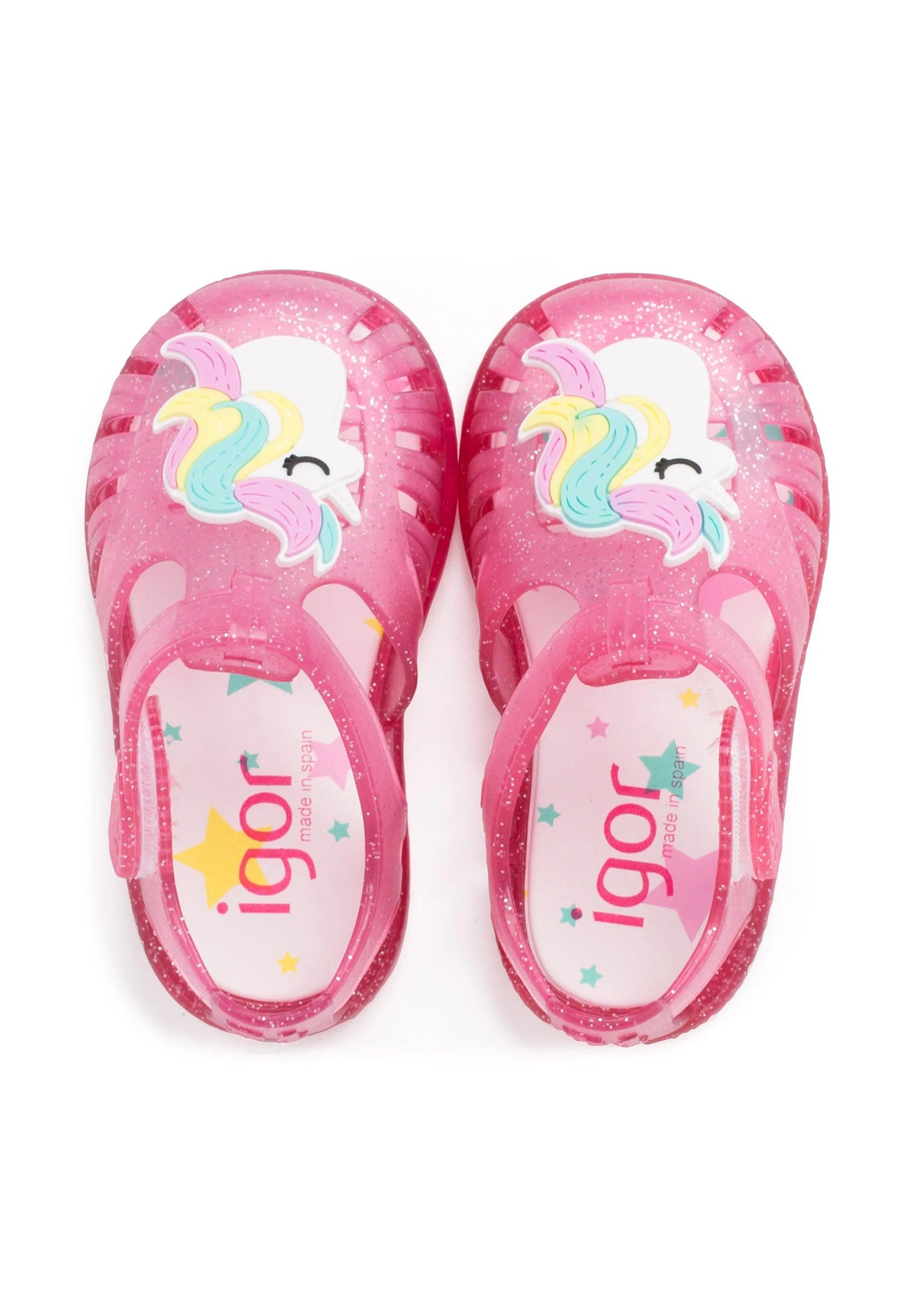 Sandalias Tobby Gloss Fucsia Glitter Unicornio Igor Estrellas