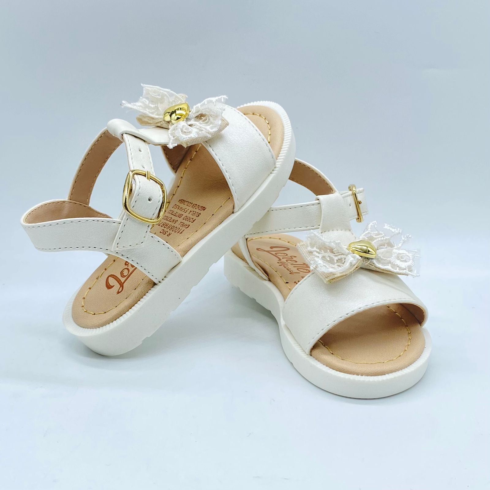 Sandalias Para Niña Moño Blanco Detalle