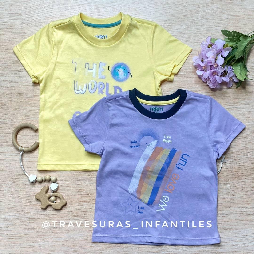 Set 2 Camisetas Estampadas world amarillo