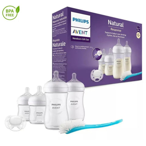 Set de Regalo Recién Nacido Teteros 3.0 Transparentes + Tetero Natural Response 11oz