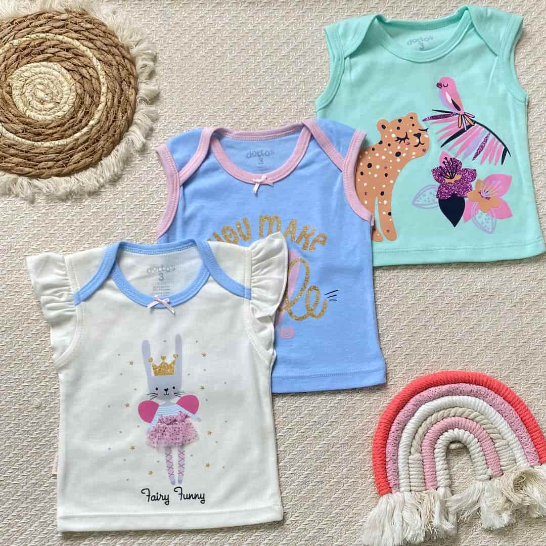 Set 3 Camisillas Esqueleto Conejo Azul