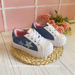 Tenis Blancos Denim Estrellas