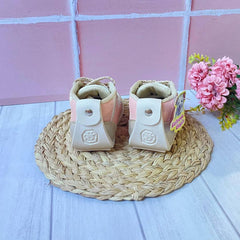 Tenis No Tuerce Combinado Beige Rosa Detalles