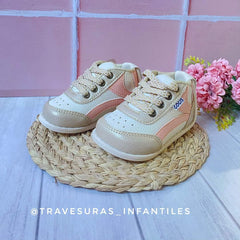 Tenis No Tuerce Combinado Beige Rosa