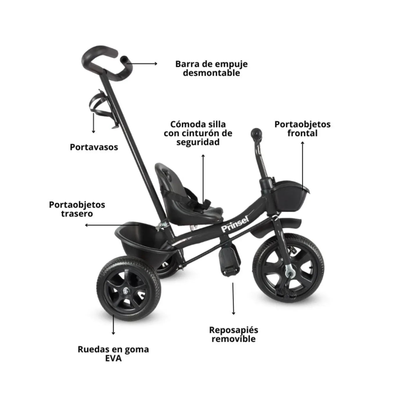 Triciclo Paseador Para Niños Cool Kids Prinsel Negro  Uso