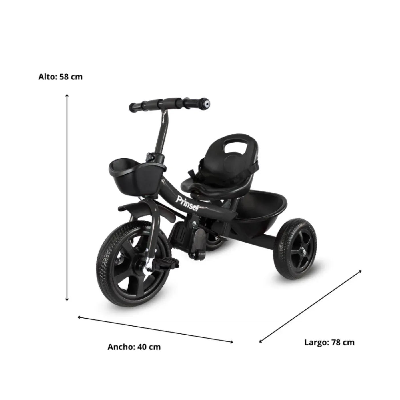 Triciclo Paseador Para Niños Cool Kids Prinsel Negro Medidas