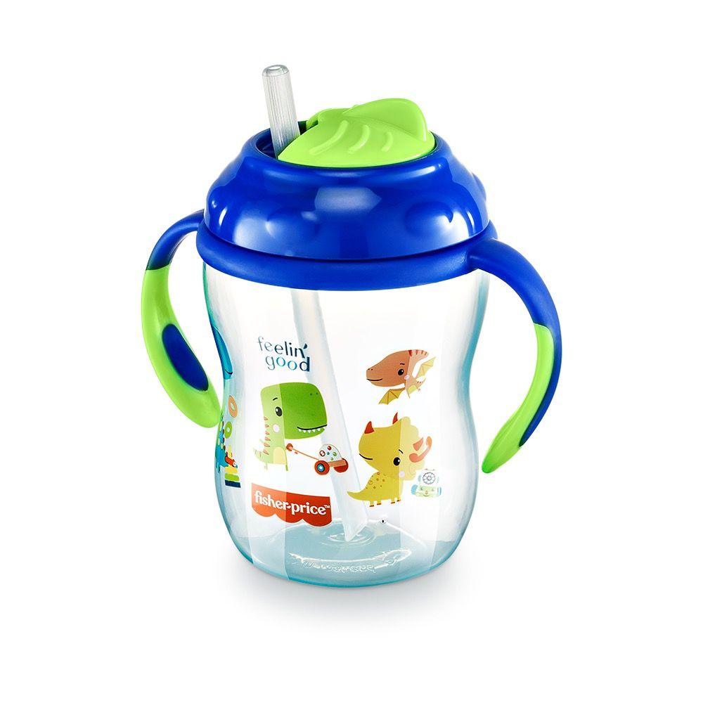 Vaso Pitillo Con Asas 270ml First Moments Fisher Price Azul