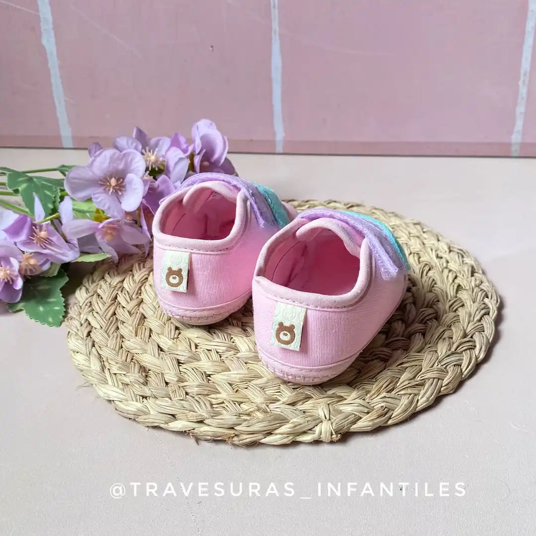 Tenis Sin Suela Velcro Pastel Rosa Melosos Bebé