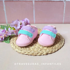 Tenis Sin Suela Velcro Pastel Rosa Melosos