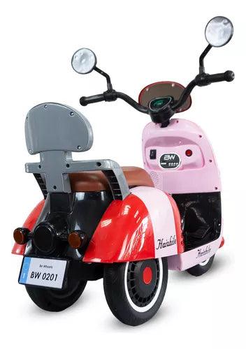 Moto Montable Eléctrica Para Niños New Vespa 6v Rosa Espaldar