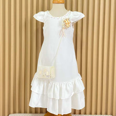 Vestido Perlas Con Bolso White