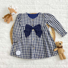 Vestido Moño Cuadros Navy Navidad