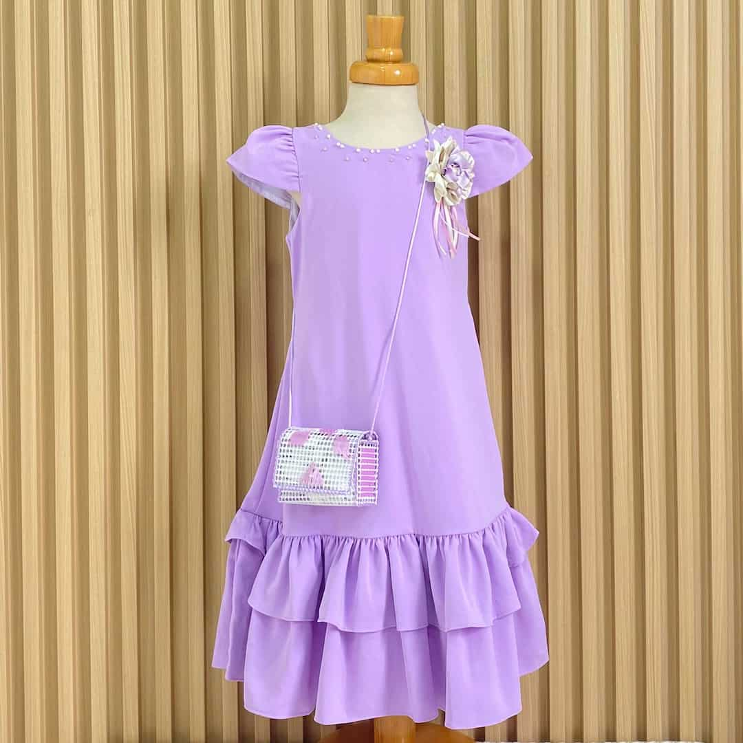 Vestido Perlas Con Bolso Plum para Niña