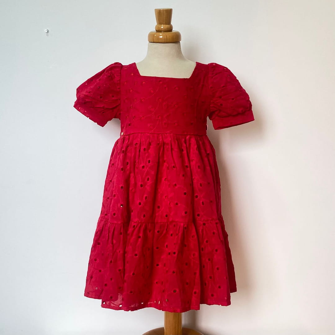 Vestido Para Niña Ojalillo rojo