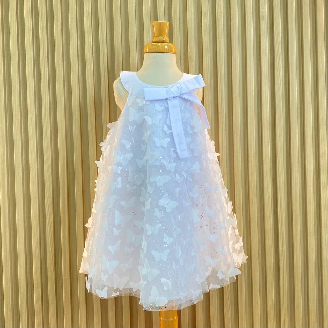 Vestido Tul Mariposas Blanco