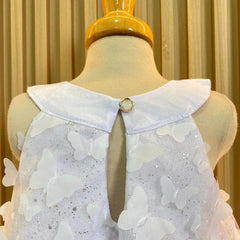 Vestido Tul Mariposas Blanco Detalle