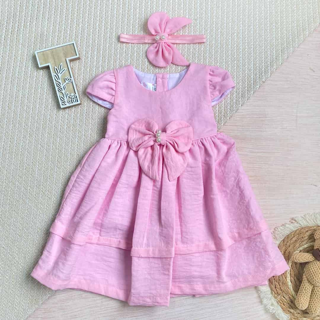 Vestido Moño Perla Rosa