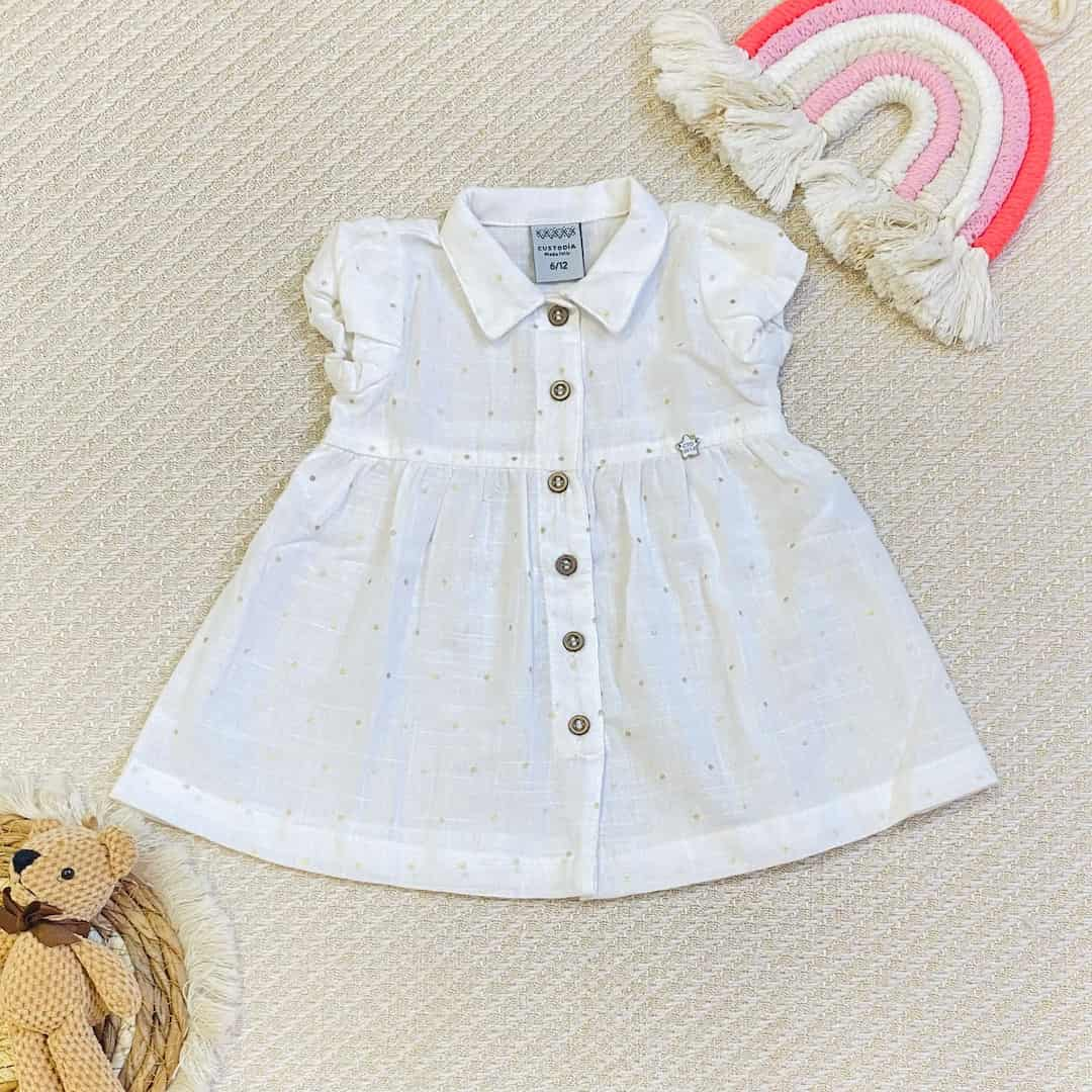 Vestido Para Bebé Niña Puntos Blanco