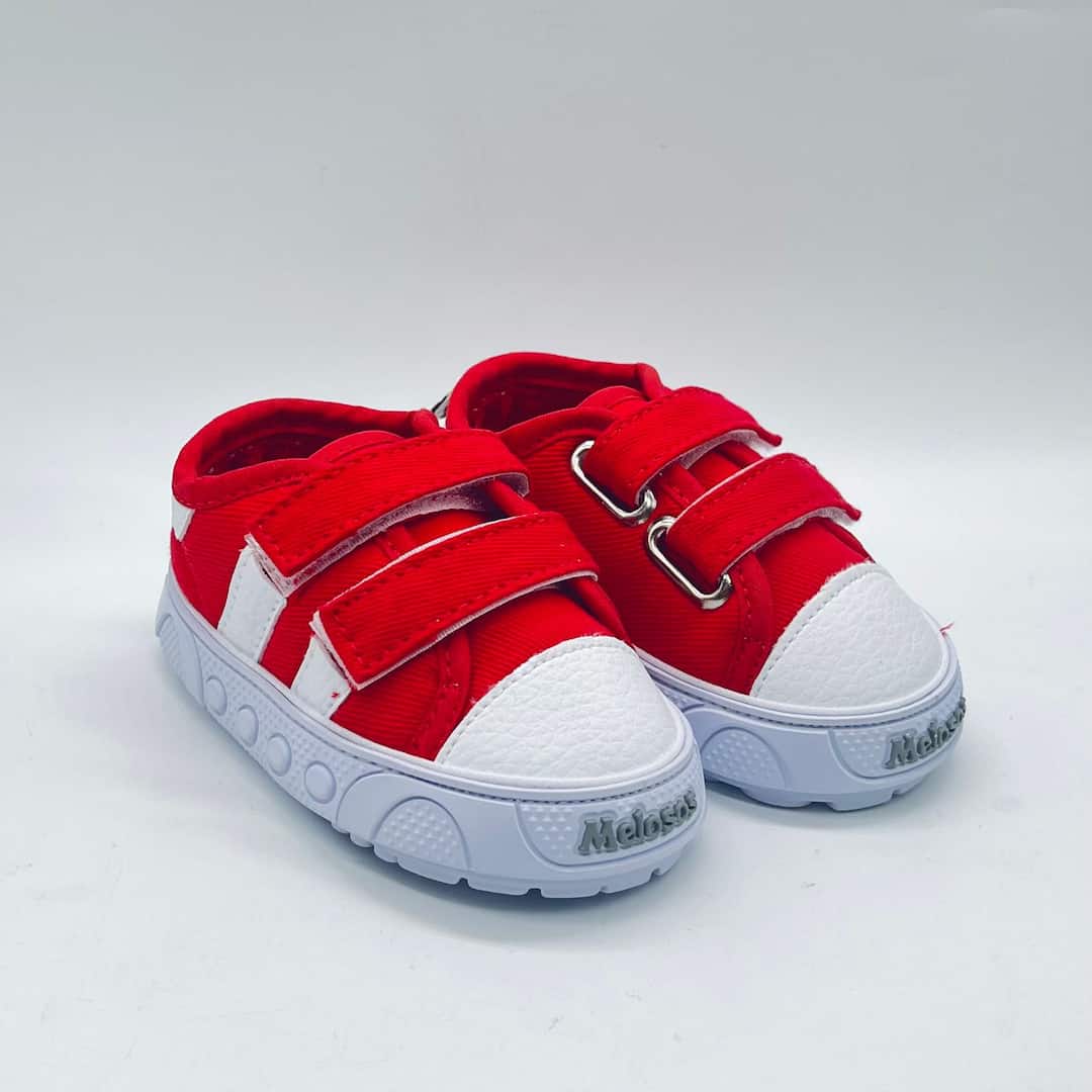 Tenis Niño Velcro Rojo Rayas Rojo Melosos