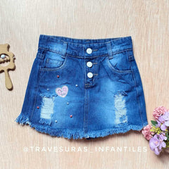 Falda Short Denim Perlas