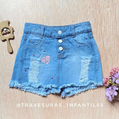 Falda Short Denim Perlas