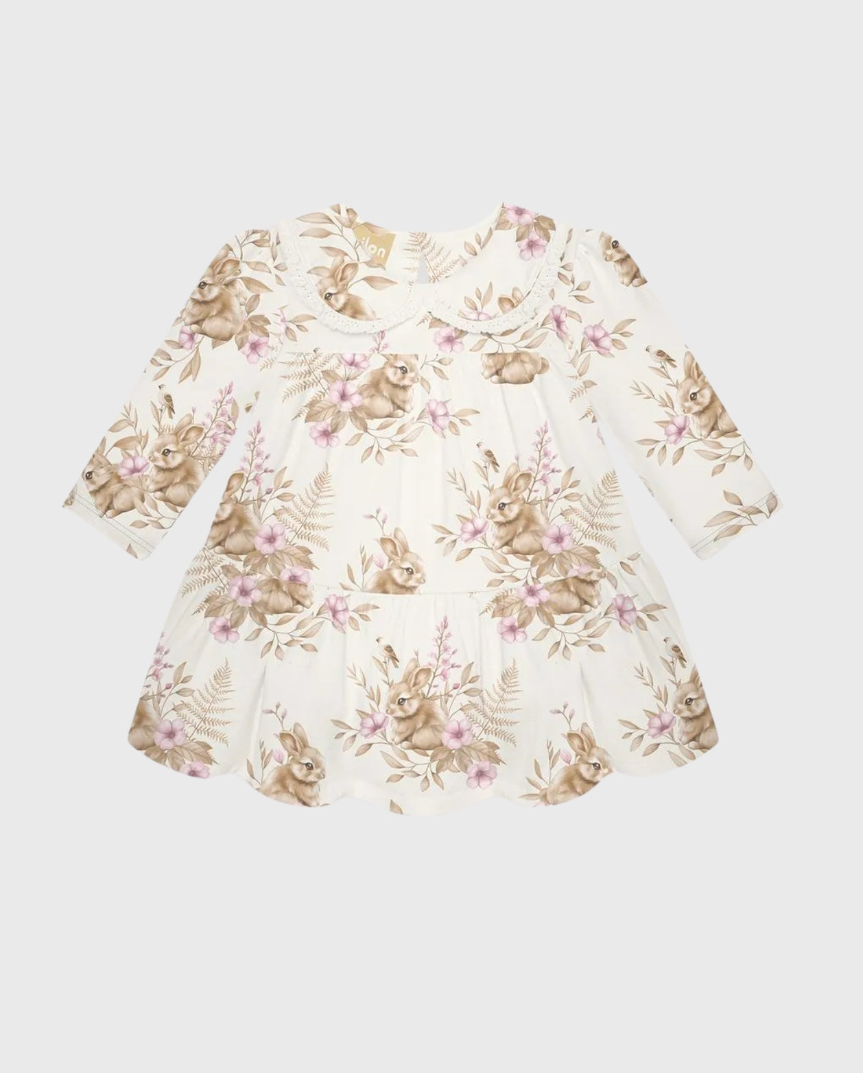 Vestido Manga Larga Conejos Beige Milon detalle 