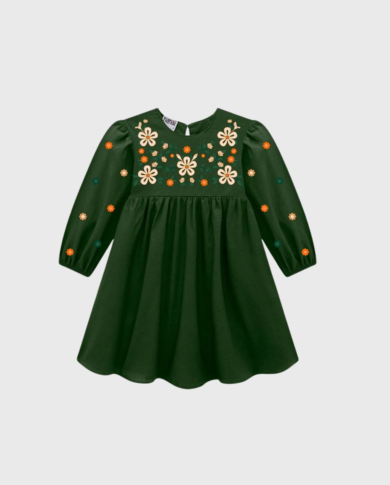 Vestido Bordado Flores Verde Nanai 
