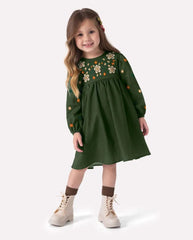 Vestido Bordado Flores Verde Nanai  Modelo