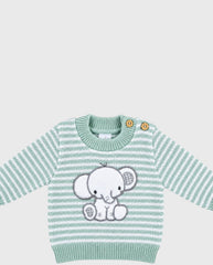Set Primer Día Bordado Elefante Verde