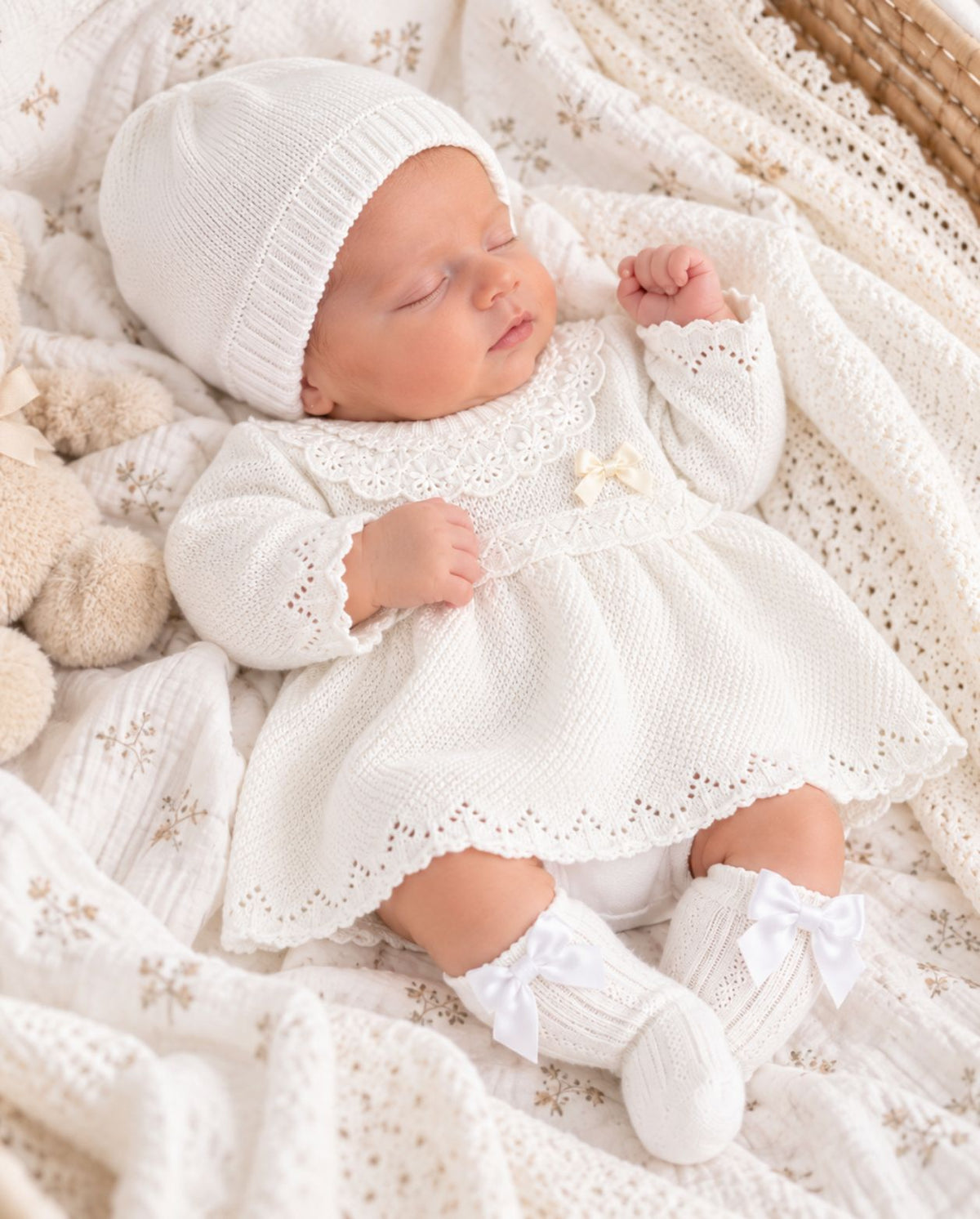 Set Primer Día Vestido Tejido Blanco
