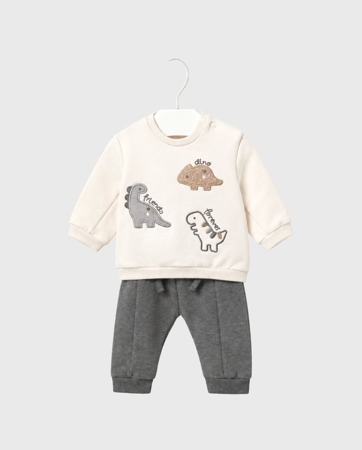 Conjunto Manga Larga Bordado Dino Gris Mayoral