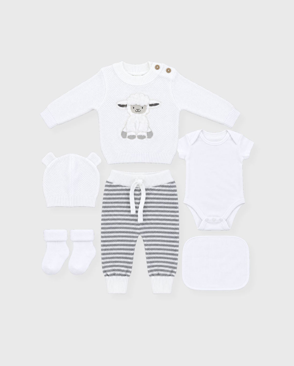 Set Primer Día Bordado Oveja Blanco