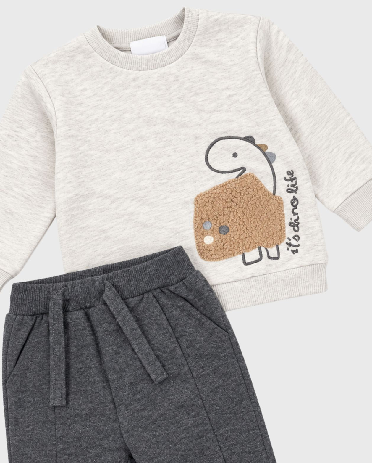 Conjunto Manga Larga Bordado Dino Gris Mayoral Detalle