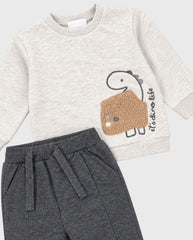 Conjunto Manga Larga Bordado Dino Gris Mayoral Detalle