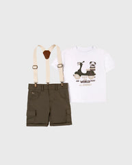 Conjunto Bermuda con Tirantes Dog Verde Joy Baby