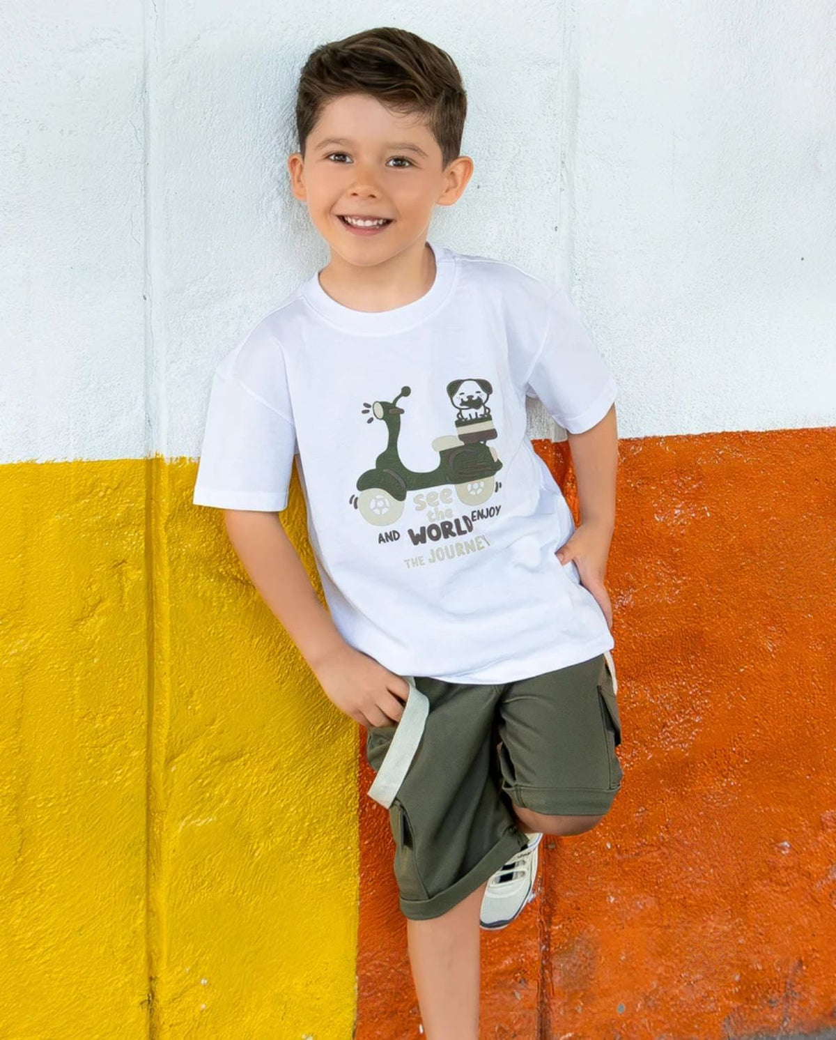 Conjunto Bermuda con Tirantes Dog Verde Joy Baby