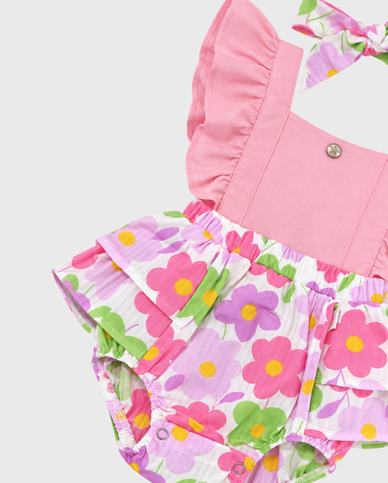 Body Estampado Flores Lila y Rosa detalle