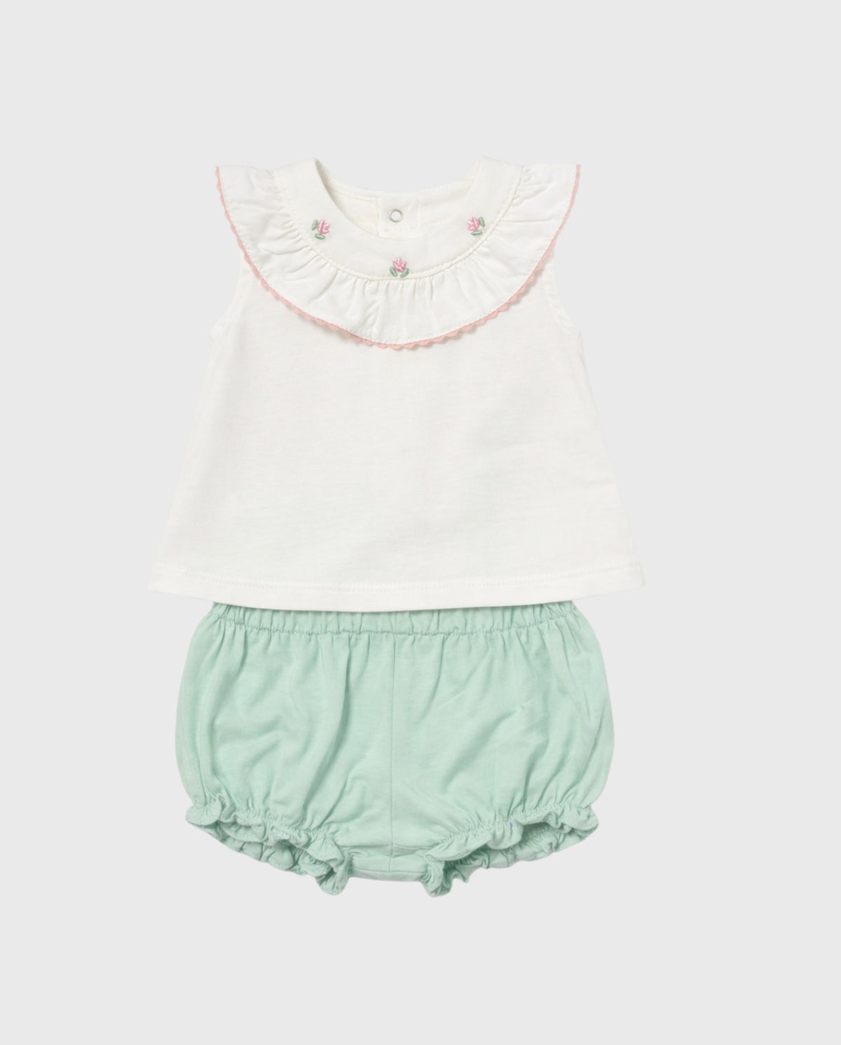Conjunto Short Bordado Flores Blanco Mayoral