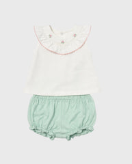 Conjunto Short Bordado Flores Blanco Mayoral