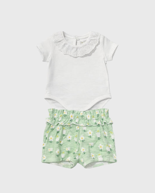 Conjunto Short y Body Cuello Estampado Flores Mayoral