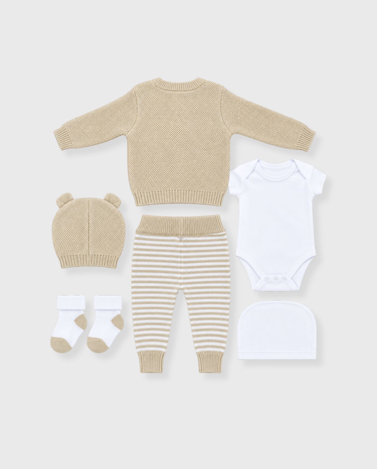 Set Primer Día Bordado Oveja Beige estilo