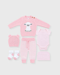 Set Primer Día Bordado Oveja Rosa
