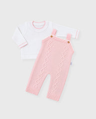 Set Primer Día Tejido Overol Rosa ESTILO
