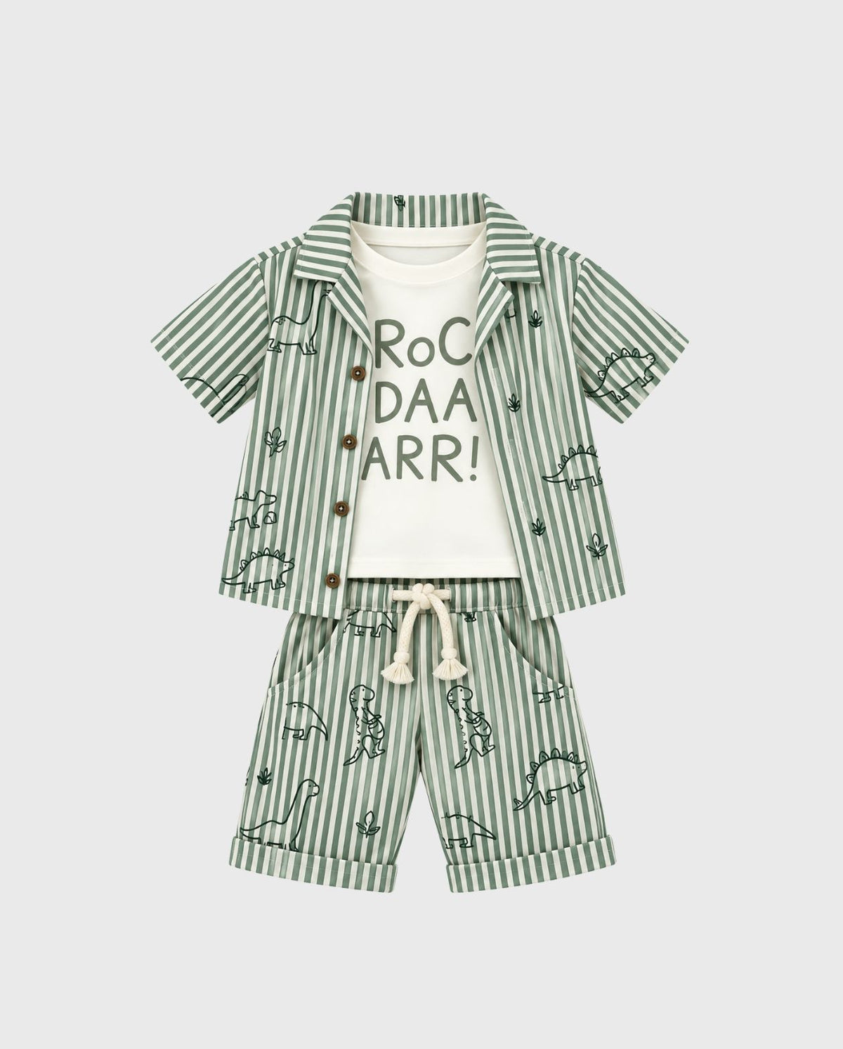Conjunto 3 Piezas Bermuda Rayas Dinosaurios Joy Baby