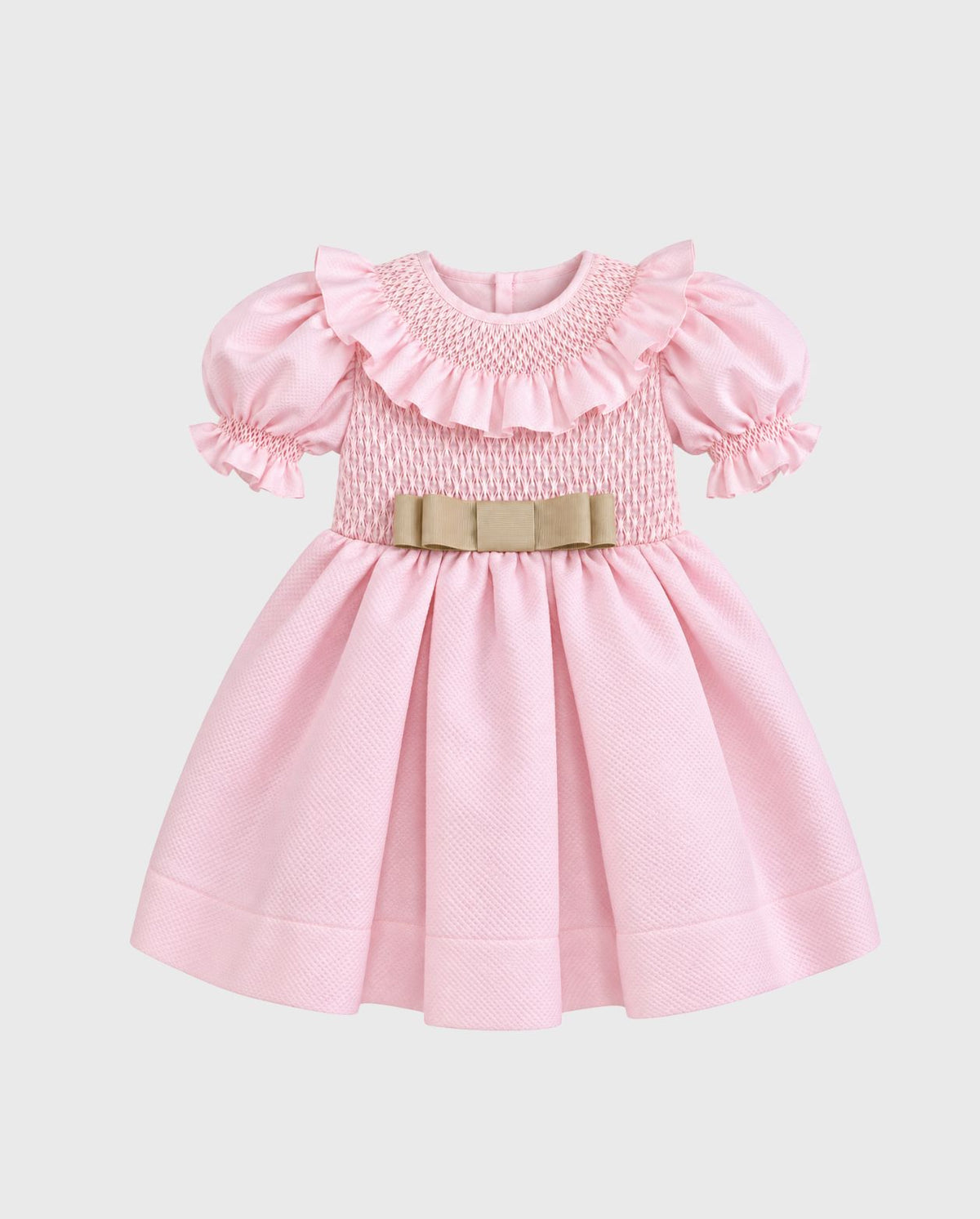 Vestido Cuello Bordado Rosa
