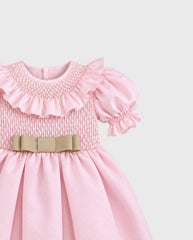 Vestido Cuello Bordado Rosa