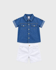 Conjunto Bermuda Y Camisa Denim