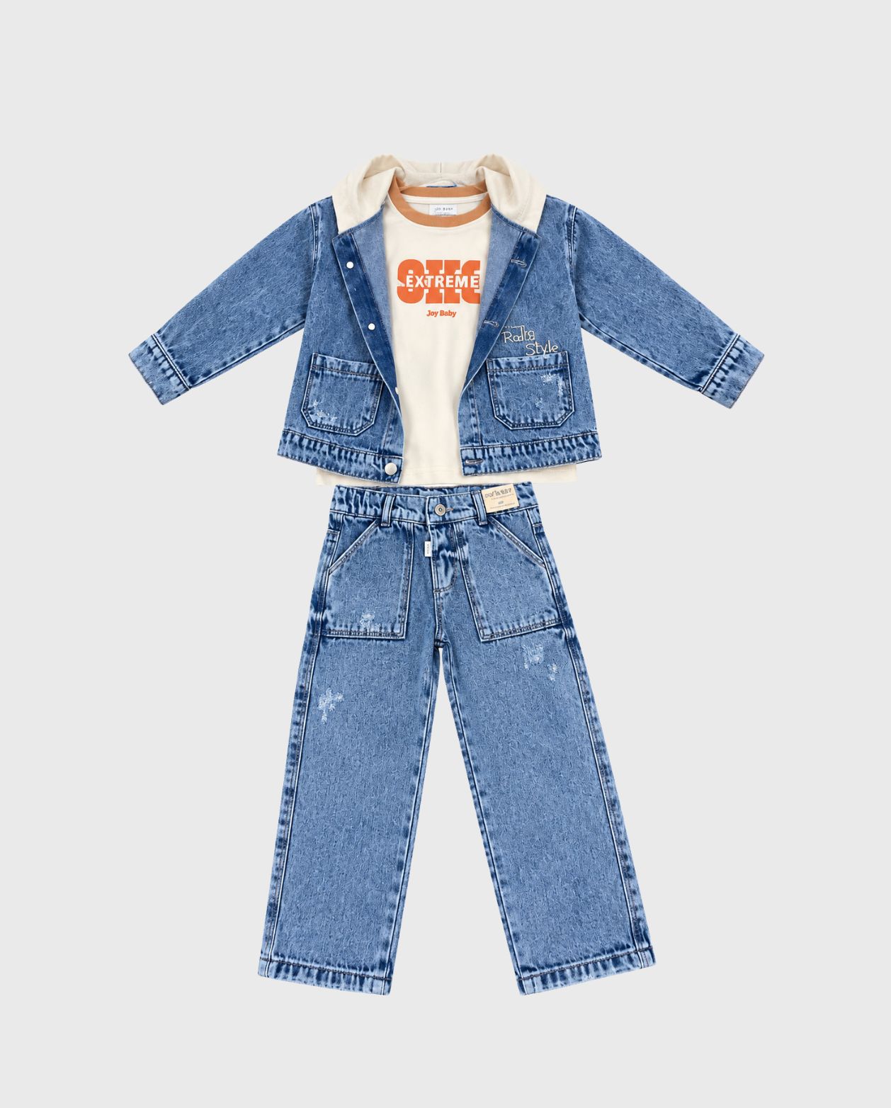 Conjunto 3 Piezas Chaqueta Denim Joy Baby 