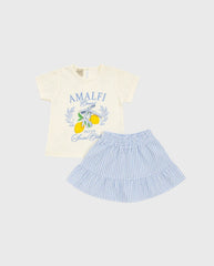 Conjunto Falda Rayas Limones azul