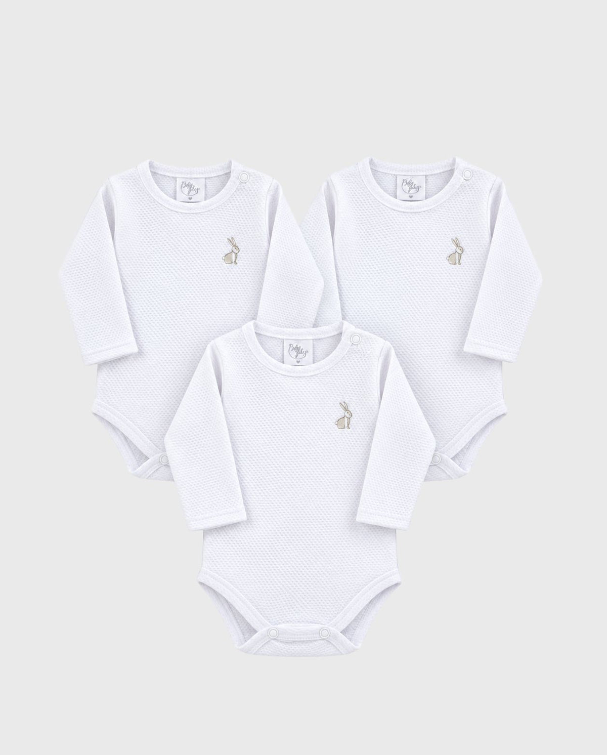 Set 3 Bodys Manga Larga Blanco Unisex